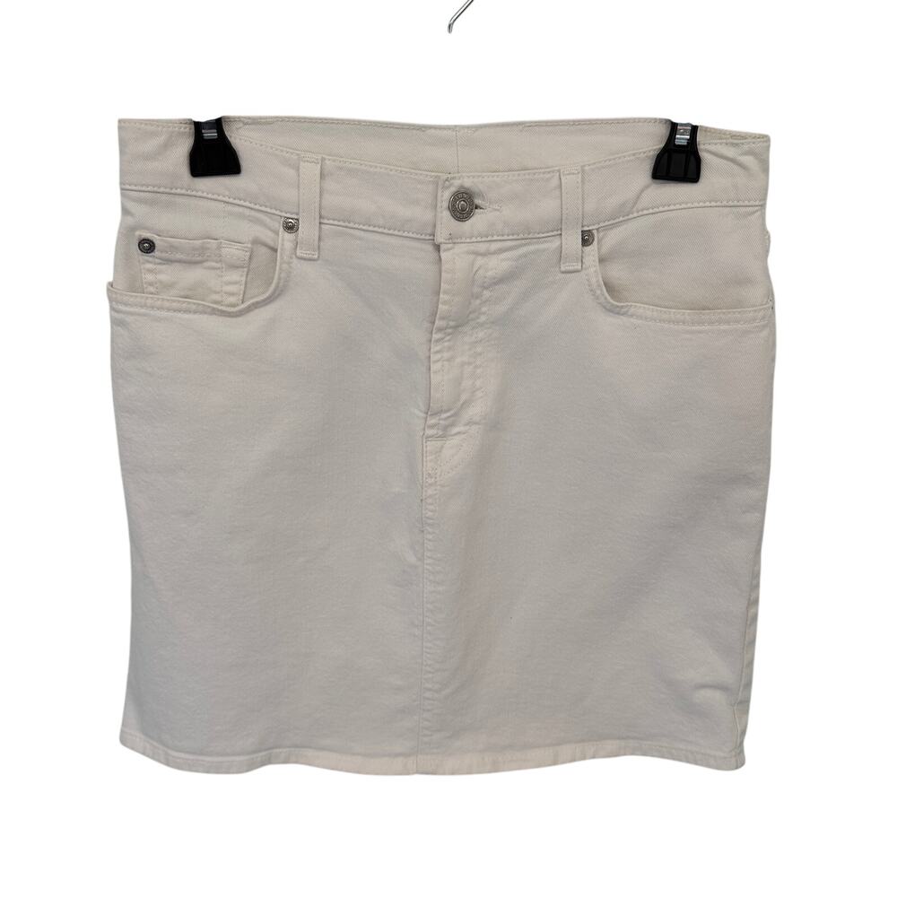 7 FOR ALL MANKIND White Denim Mini Skirt // 30